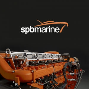 Разработка визуальных коммуникаций бренда компании SPB Marine - поставщика судовых двигателей: логотип, фирменный стиль, рекламные носители.